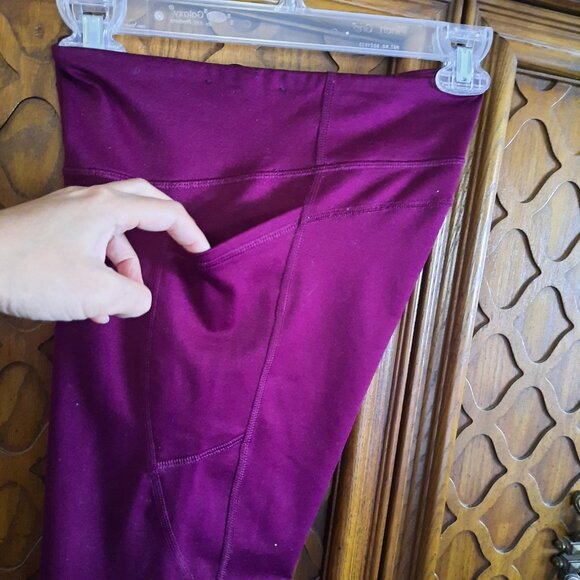 C9 Champion 7/8 Crop High-Waisted Sculpt Leggings w Pockets - Burgundy, Size S - Picture 7 of 16
